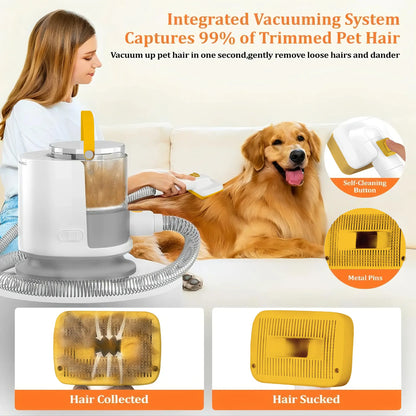 PUPPYOO 5-In-1 Pet Grooming Kit with 13000Pa Vacuum for Dogs & Cats, 1.5L Dust Cup, 4M Cord, Whisper-Quiet Operation, Adjustable Guard Combs, Hair Remover Roller