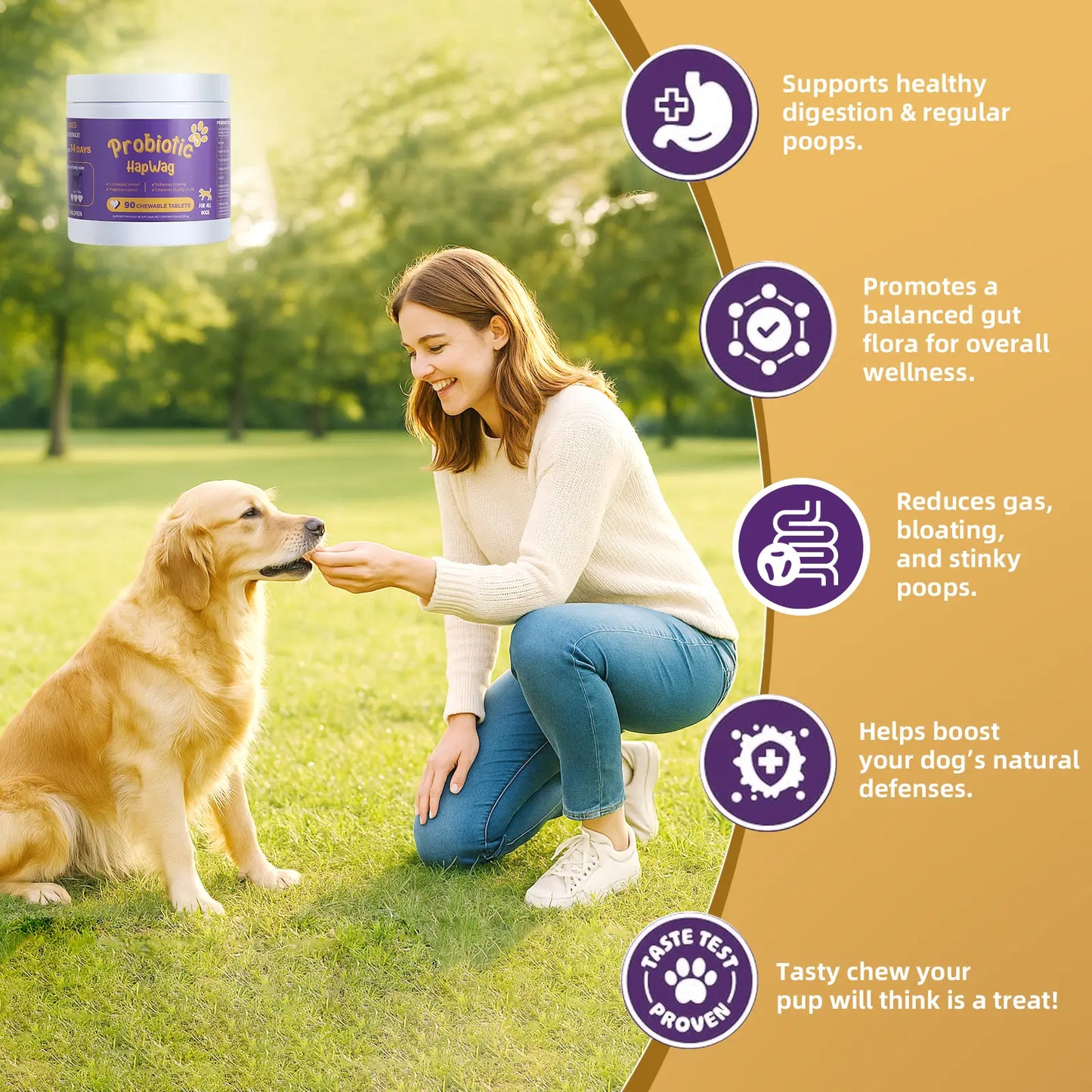 HAPWAG 8-In-1 Multivitamin Soft Chews for Dogs | Summervibes Petlovers Pick, Probiotics Gut & Immune Support Pork Flavor 90 Treats