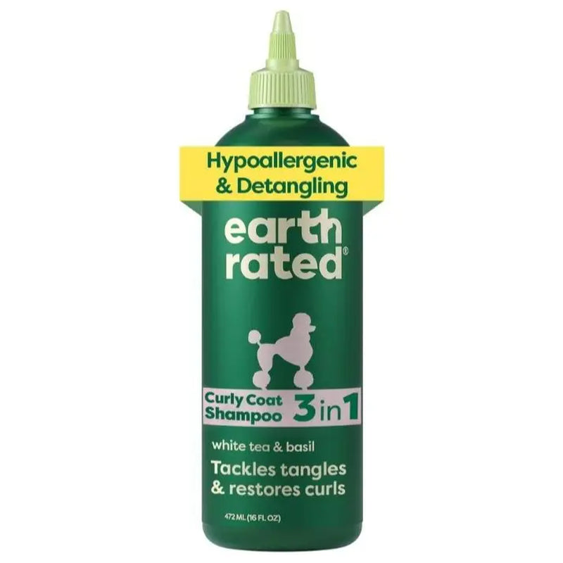 Earth Rated | 3-In-1 Curly & Wavy Coated Dog & Puppy Shampoo, Conditioner & Deodorizer - 16 Oz - Formulated to Tackle Tangles & Restore Curls